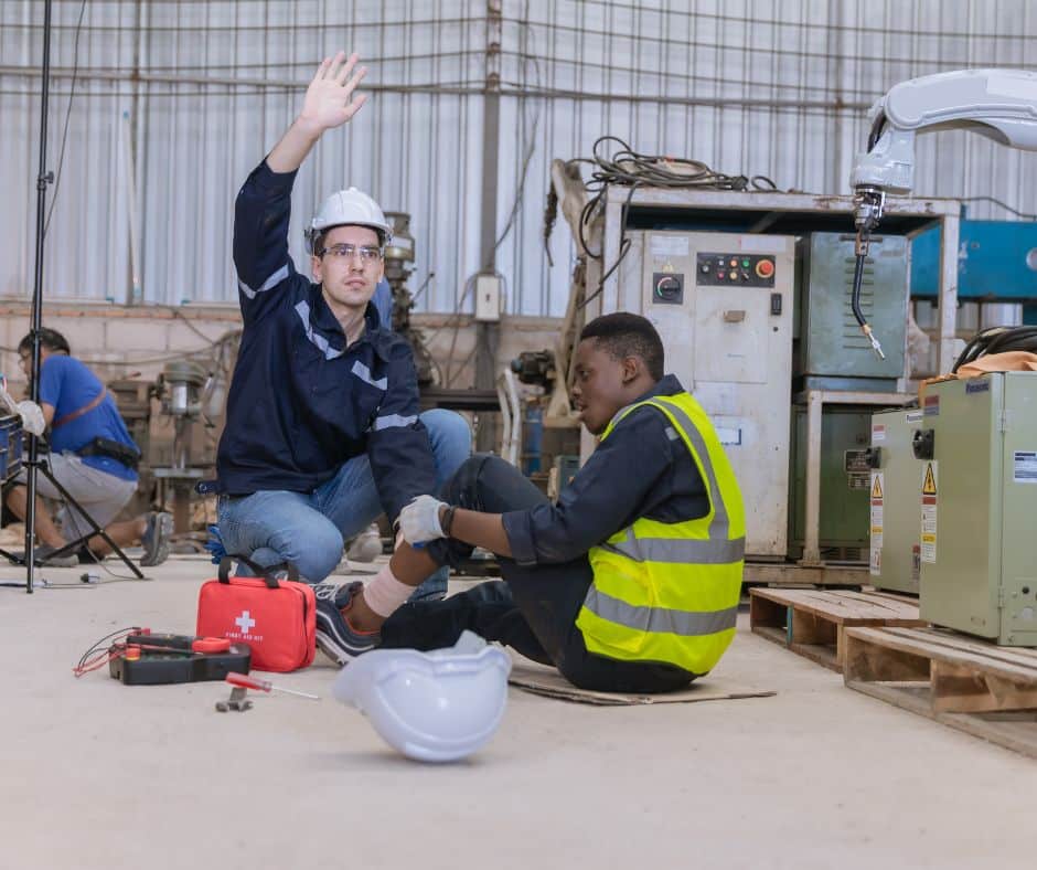 Injured worker on the workplace floor